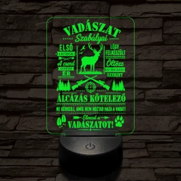 Vadász  szakma lámpa – 7 színű, színváltós 3D LED lámpa