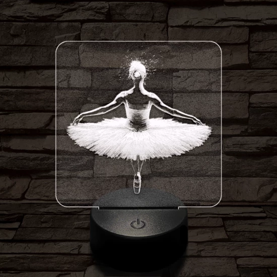 Balerina fókuszban 7 színű valósághű 3D led lámpa