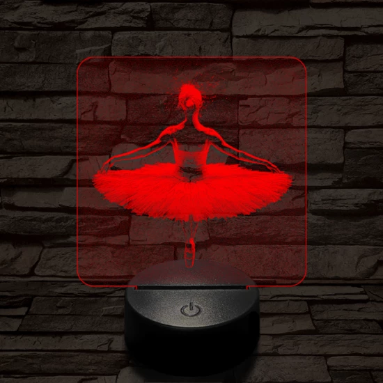 Balerina fókuszban 7 színű valósághű 3D led lámpa