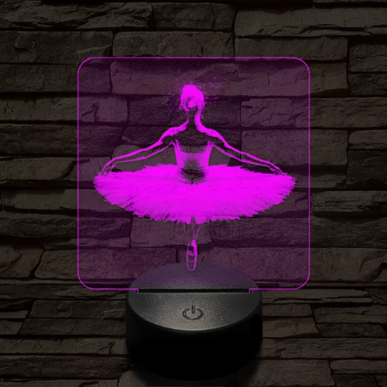 Balerina fókuszban 7 színű valósághű 3D led lámpa