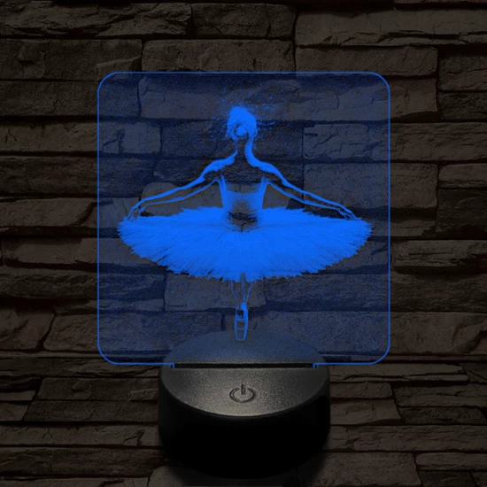 Balerina fókuszban 7 színű valósághű 3D led lámpa