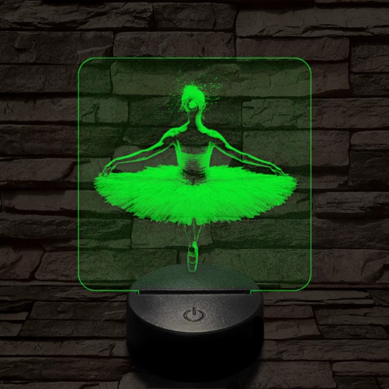 Balerina fókuszban 7 színű valósághű 3D led lámpa