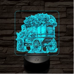 Virágszekér 7 színű valósághű 3D led lámpa